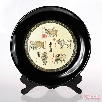【宏丽瑞格厂家直销中国风工艺品定制办公摆件五牛图熊猫摆件漆盘图案定制】 - 产品库 - 北京宏丽瑞格礼品销售中心